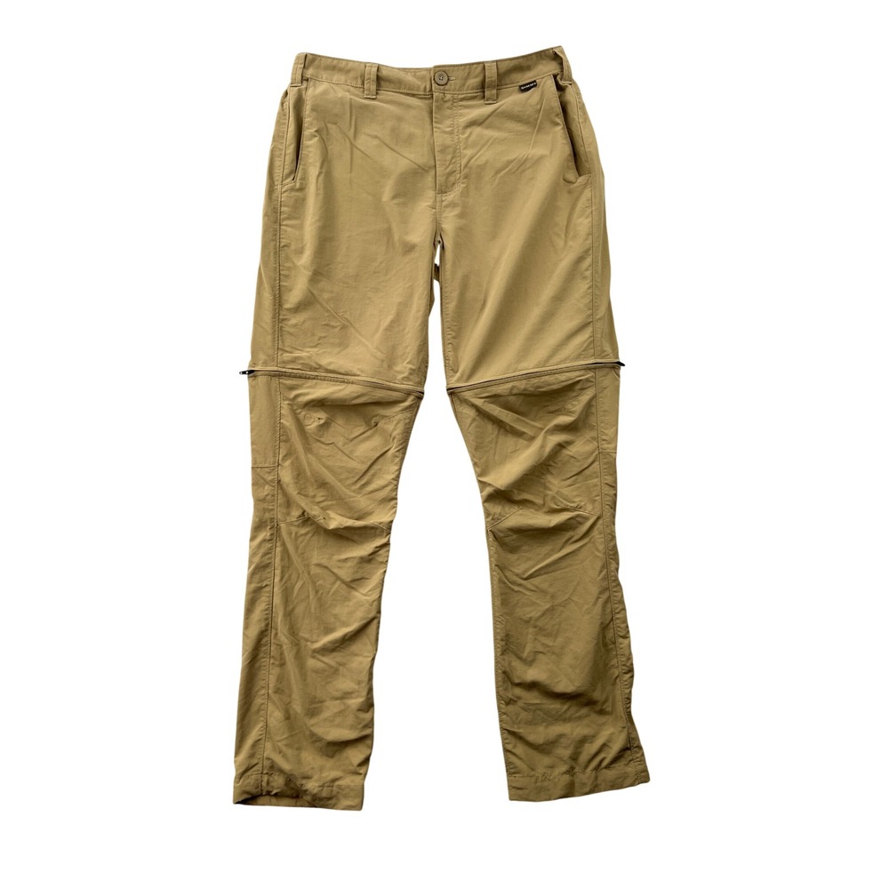 Simms Superlight Zip Off Convertible Pants Men 32 Khaki Tan Fishing Hiking Gorp
